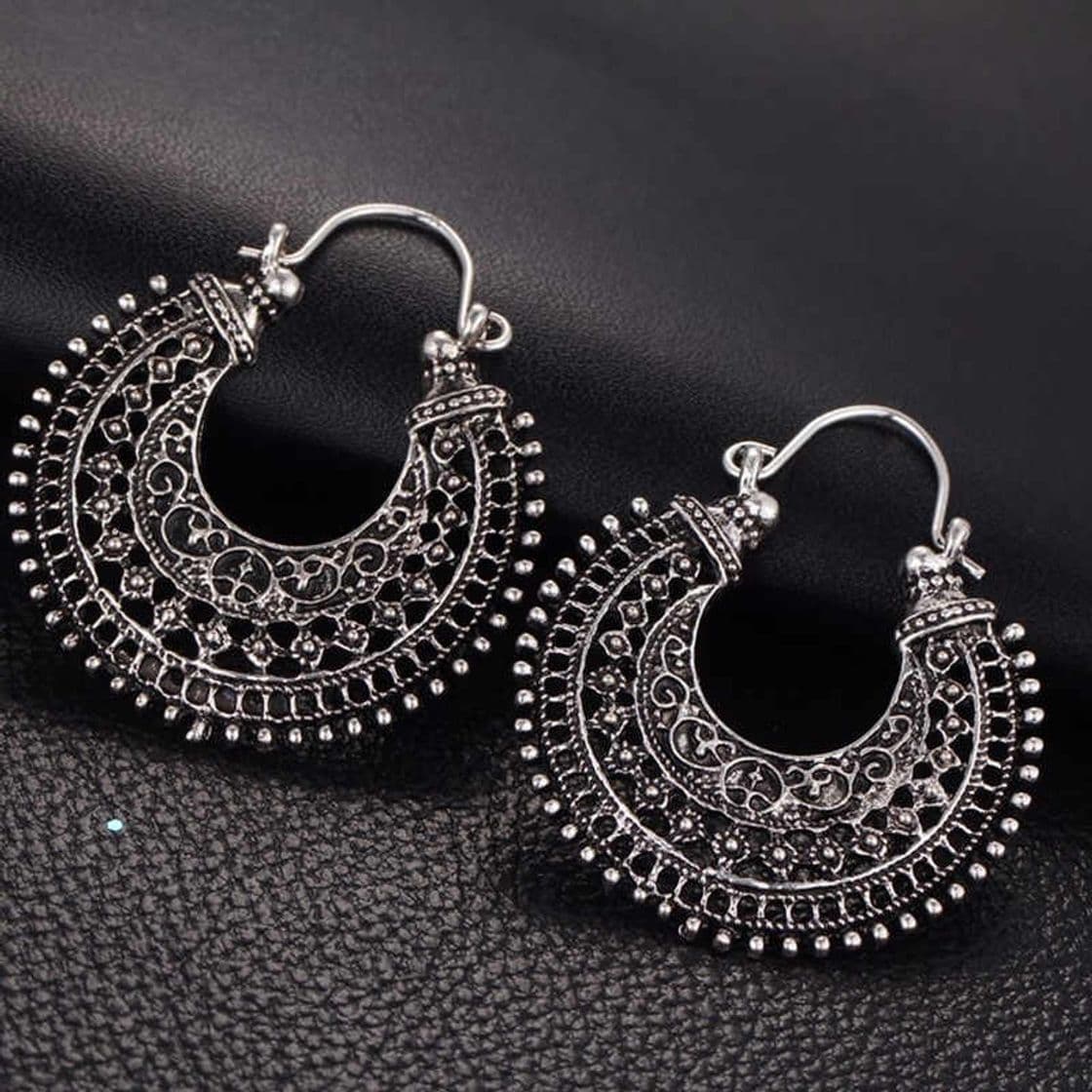 Product Pendientes Holiday Boho Pendientes grandes para mujer Brinco Tallado Vintage Tibetano Plata Bohemio Pendientes largos Regalo   Negro