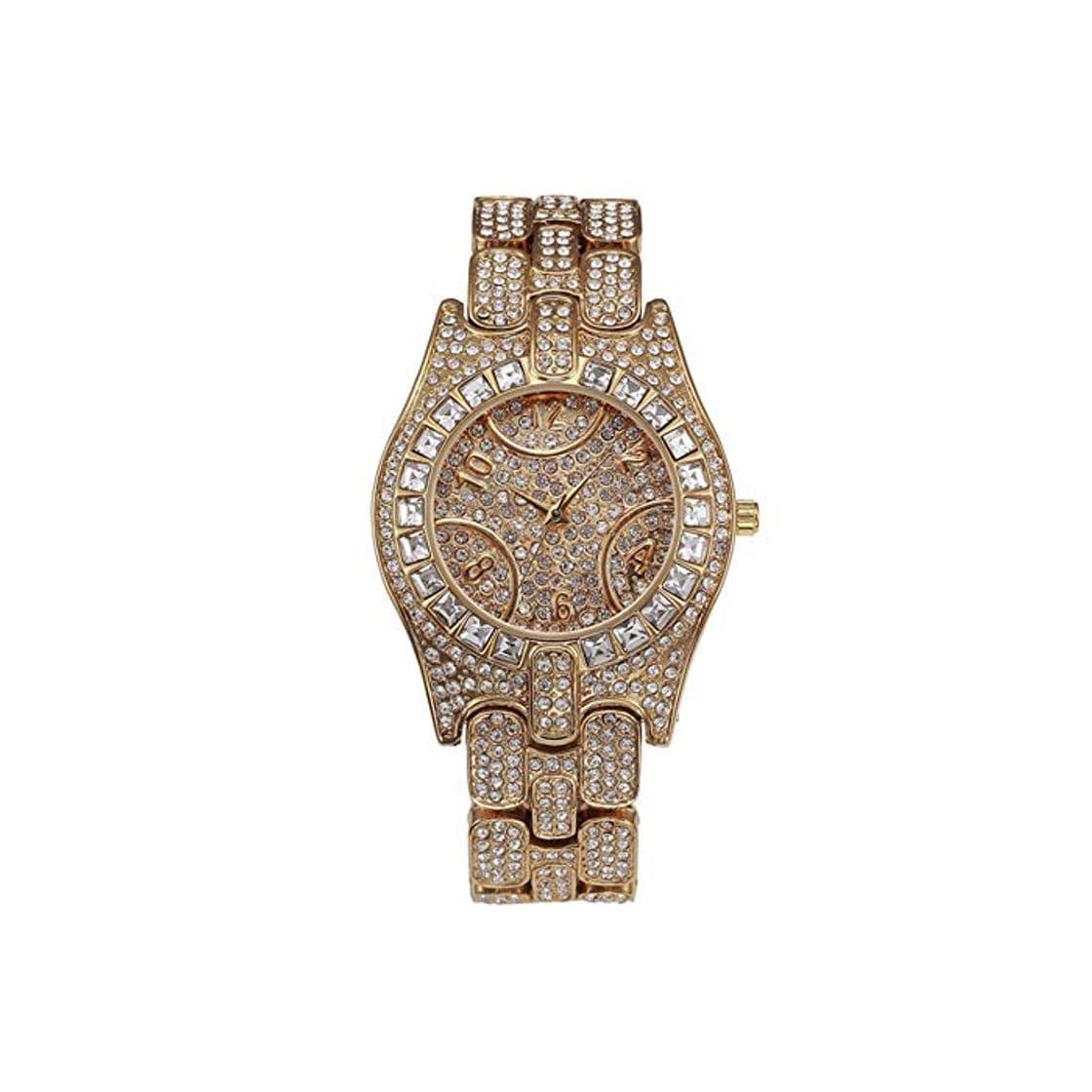 Moda SYADA Bling Reloj para Hombre Iced out Round Crystal Rhinestone Diamond Watches Reloj de Pulsera de Cuarzo clásico Hip Hop Pulsera con dijes para Mujer