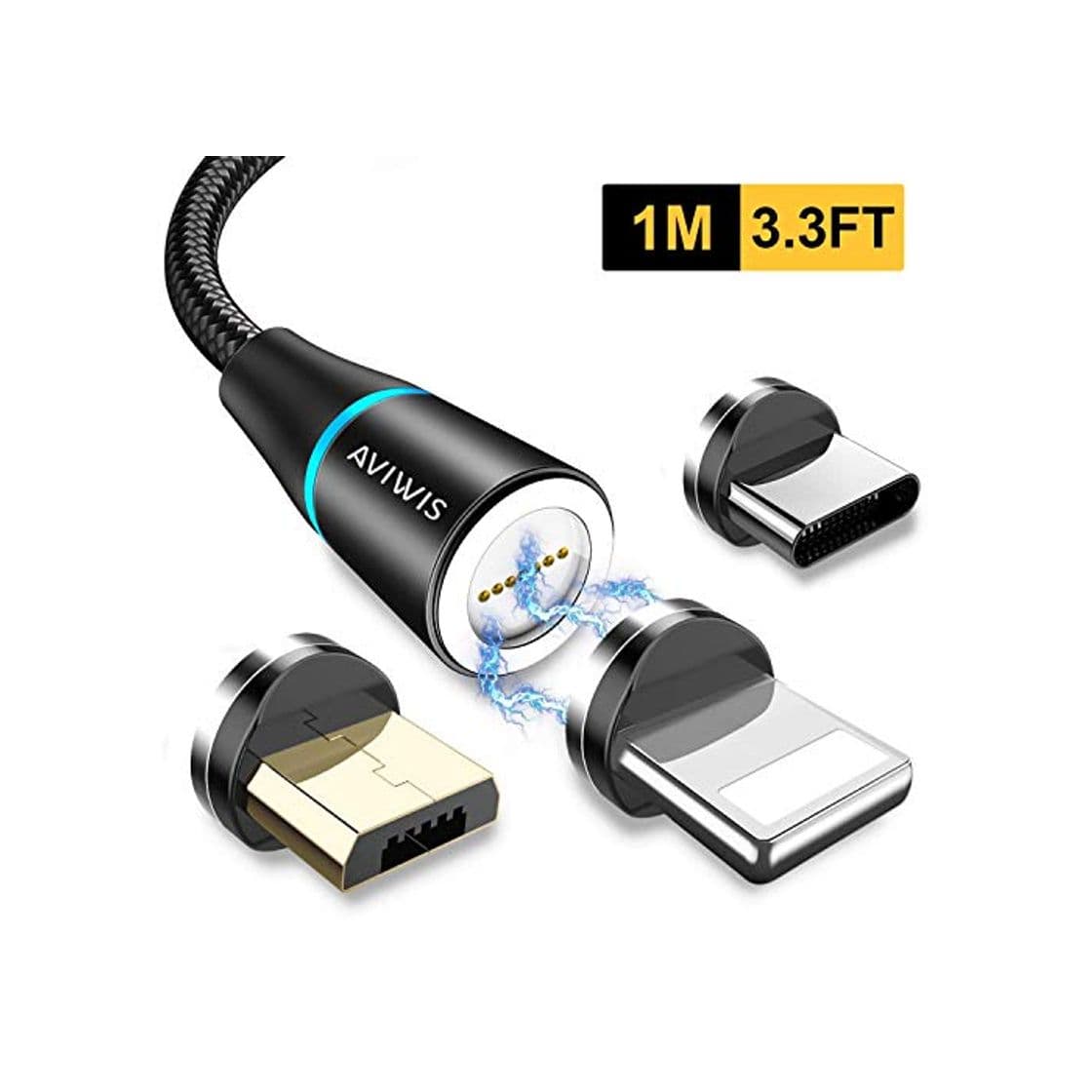 Producto Cable USB Magnético, AVIWIS 1M Multi 3 en 1 Cable Magnetic de