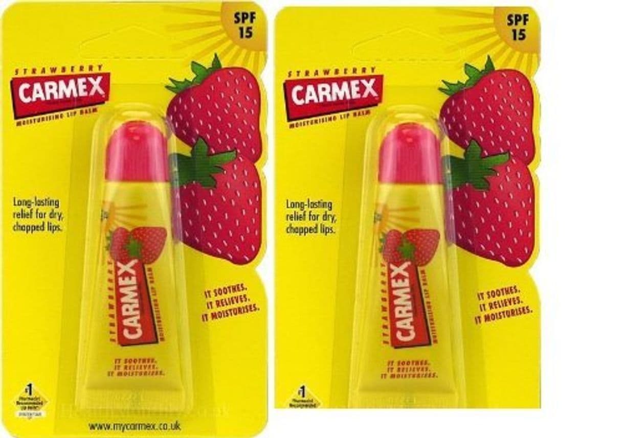 Product Carmex fresa sabor Tubo de Bálsamo de Labios Hidratante SPF 15 10 G