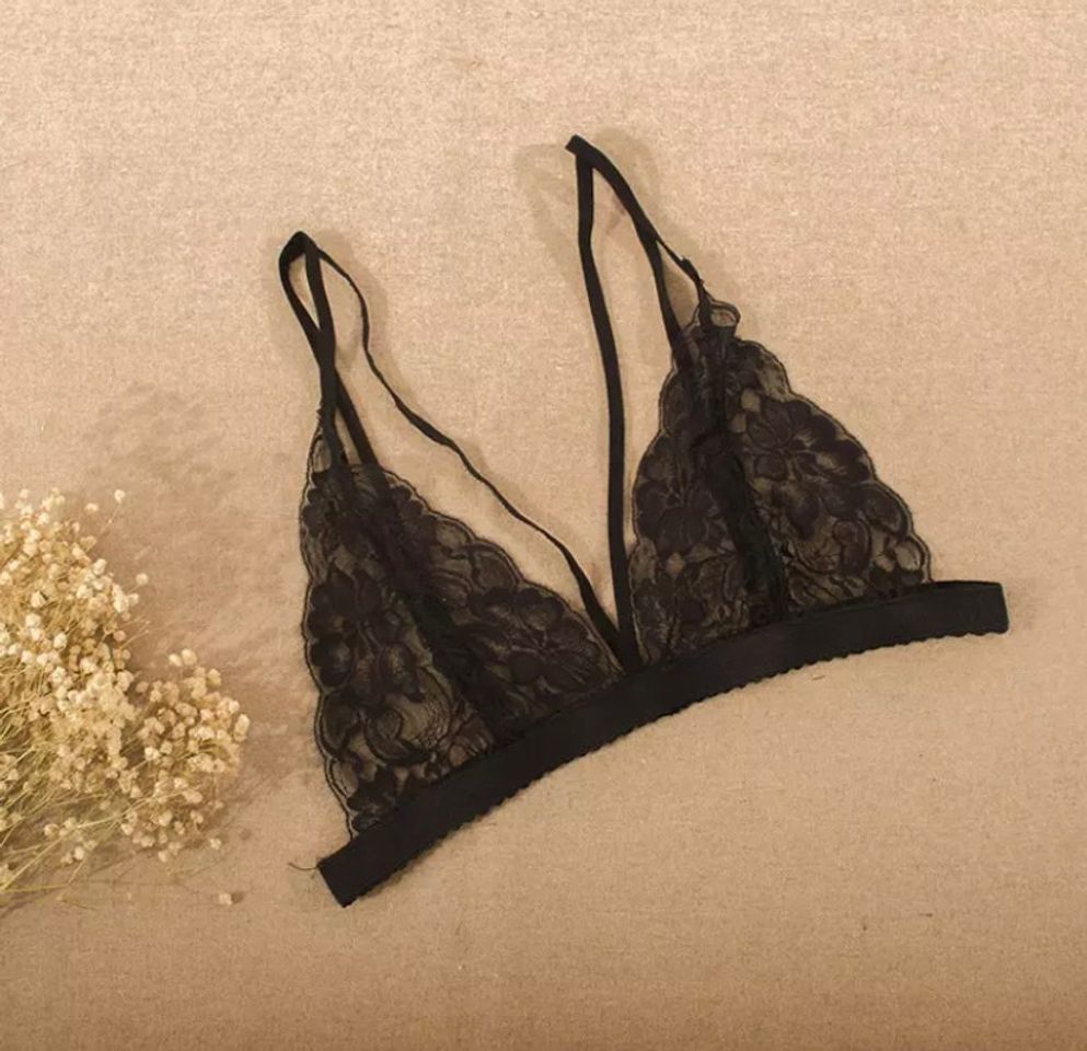 Moda Bralette negro de encaje