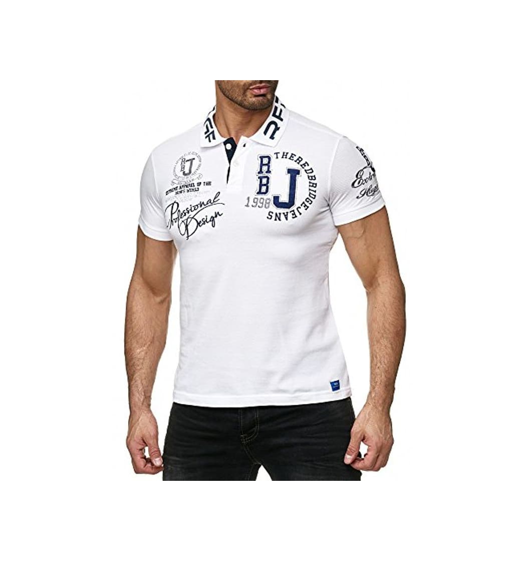 Fashion Camisa Polo Manga Corta con Bordados para Hombre Red Bridge Blanco