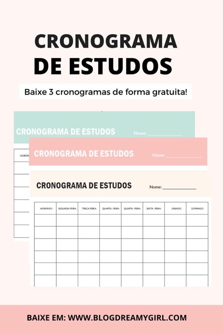 Fashion Crie um cronograma de estudos📚