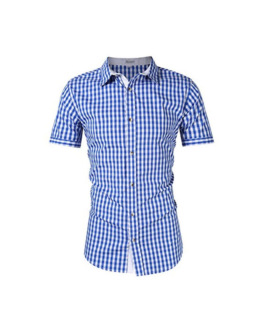 Producto KOJOOIN Trachten Shirt Bianco Camisa Casual a Cuadros de Hombre Camisa de