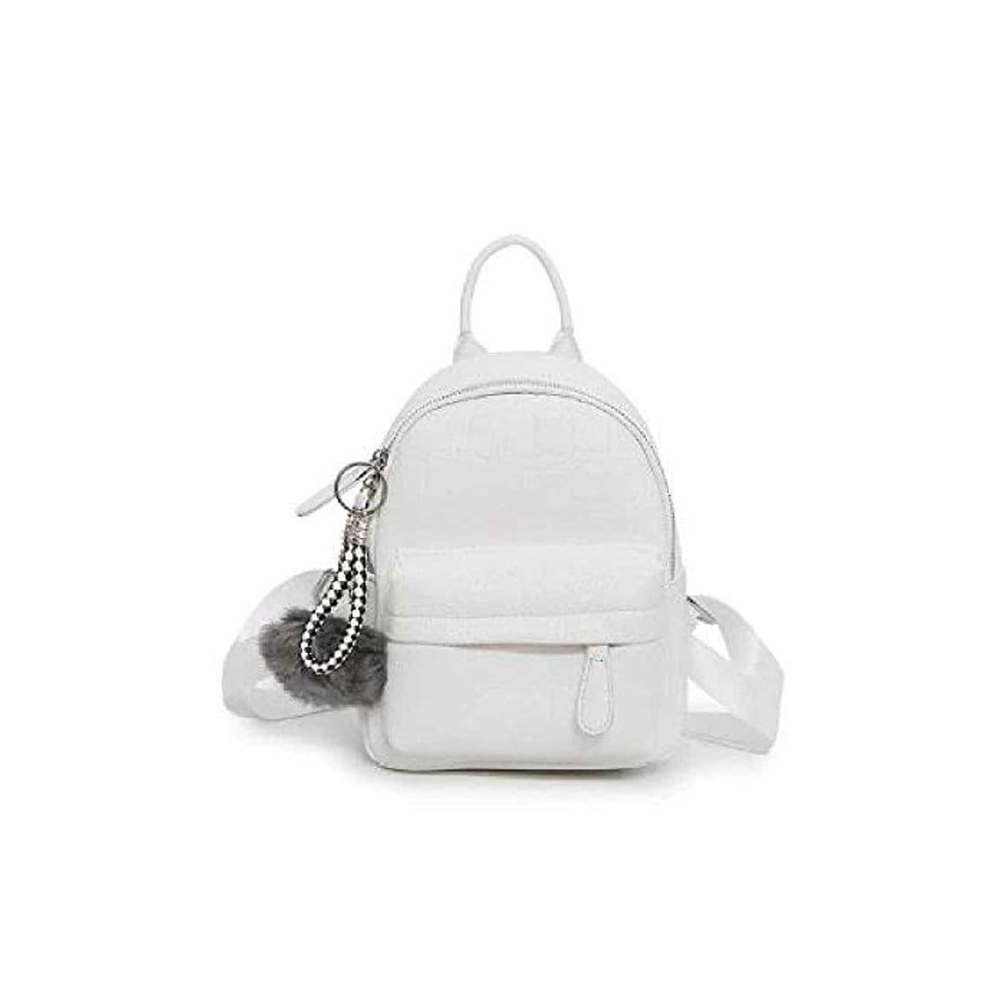 Producto Bolso de mano Mochila De Cuero De PU con Bola De Pelo Mochila De Mujer Mochilas De Viaje Mochilas Escolares para Niñas Mini Mochila Bolsas Femininas Blanco