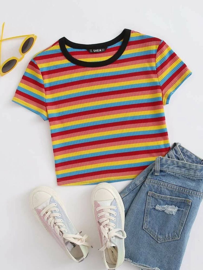 Moda Camiseta multicolorida