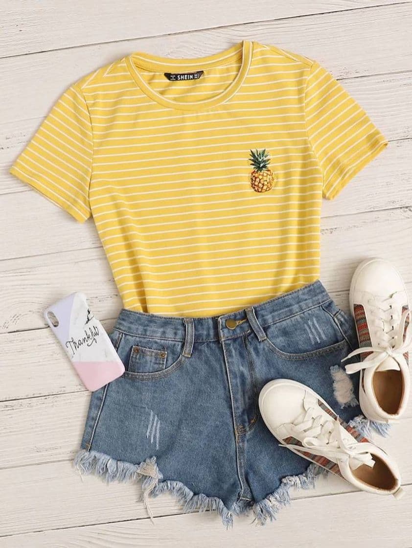 Fashion Camiseta listrada pineapple