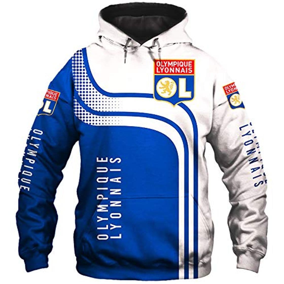 Moda xiaosu Hombres Hoodies Chaqueta por Olympique-Lyonnais 3D Impresión Fútbol-Club-Fan Suéteres