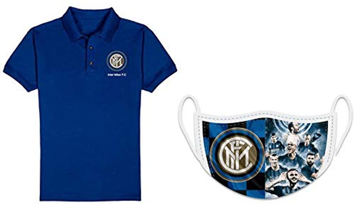 Product Combo oficial del Inter Milan FC Polo Camiseta con máscara oficial del Inter Milan FC