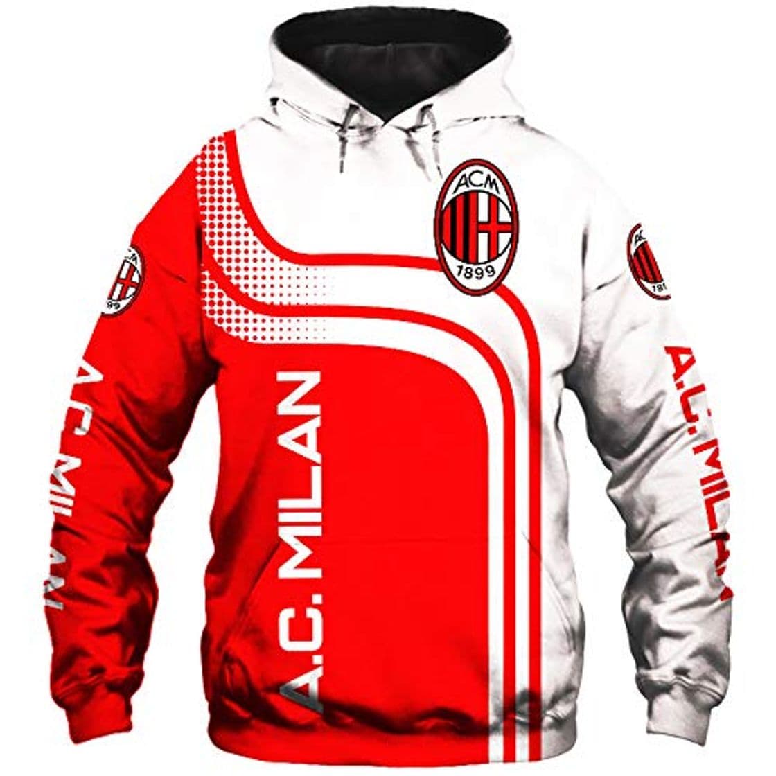 Fashion xiaosu Hombres Hoodies por Ac-Milan Fútbol Americano Club Aficionados 3D Impresión Casual