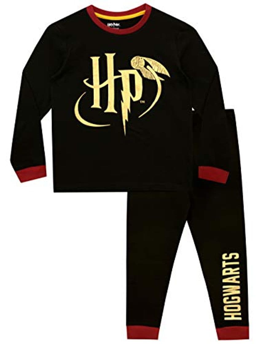 Moda HARRY POTTER Pijamas de Manga Larga para niños Hogwarts Negro 12