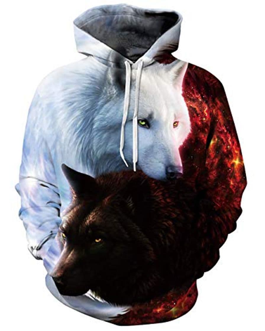 Product chicolife Sudadera con Capucha Lobo 3D Divertidos Estampados Animales Jerseys Transpirables Sudaderas Manga Completa para Hombres Mujeres