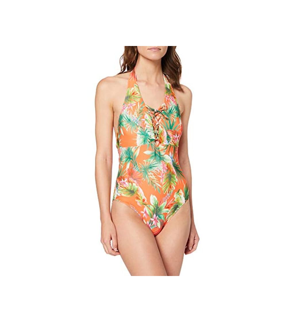 Moda Dorothy Perkins Tropic Lace Up Swimsuit baño, Naranja