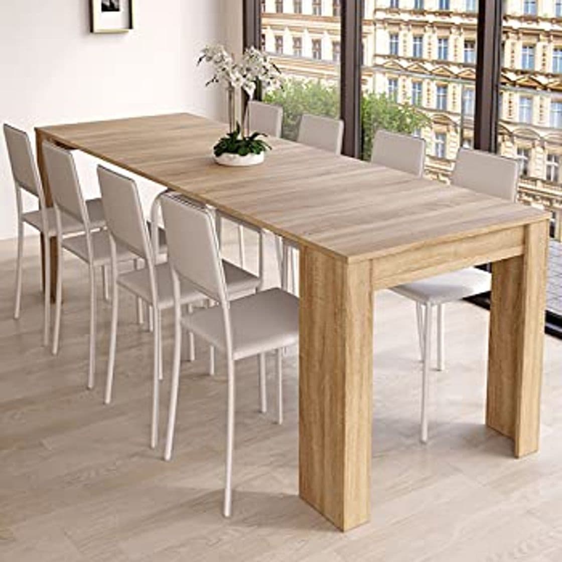 Place SelectionHome - Mesa de Comedor Consola Extensible hasta 301 cm, Acabado Roble