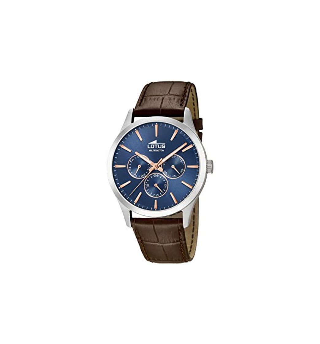 Fashion Lotus Watches Reloj Multiesfera para Hombre de Cuarzo con Correa en Cuero