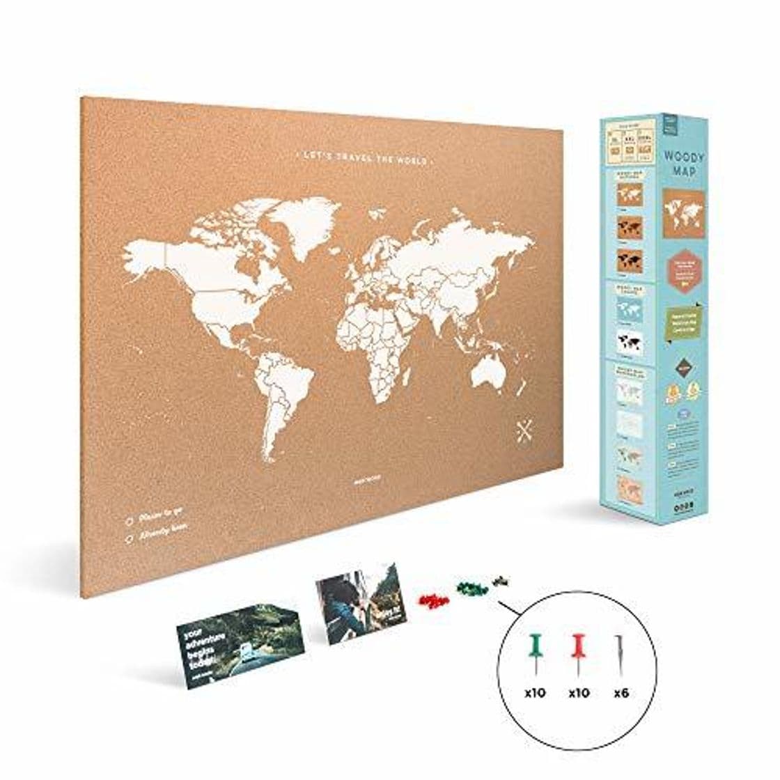 Elemento de la categoría hogar Miss Wood Map XL - Mapa del mundo de corcho