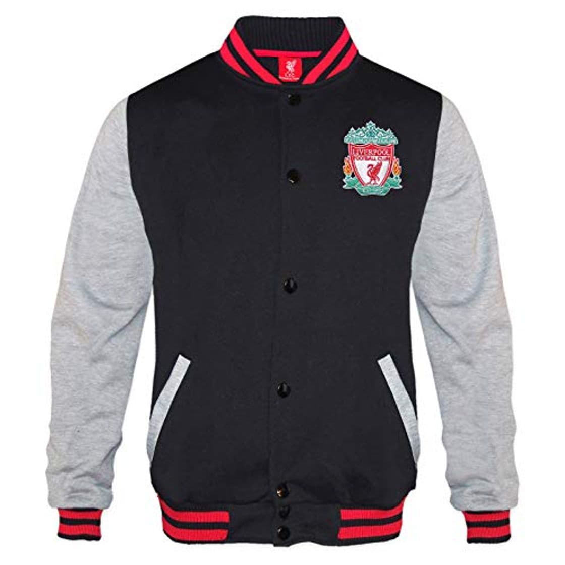 Producto Liverpool FC Chaqueta de béisbol oficial de fútbol retro de color negro