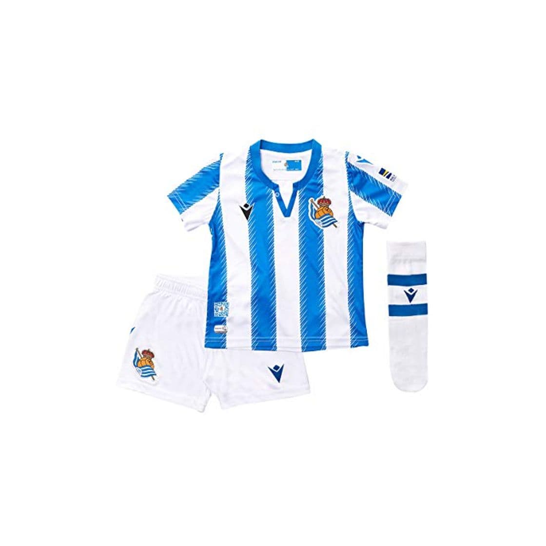 Product Macron Bebe Real Sociedad Primera Equipación 2019-2020, Conjunto, Blue-White, Talla 1