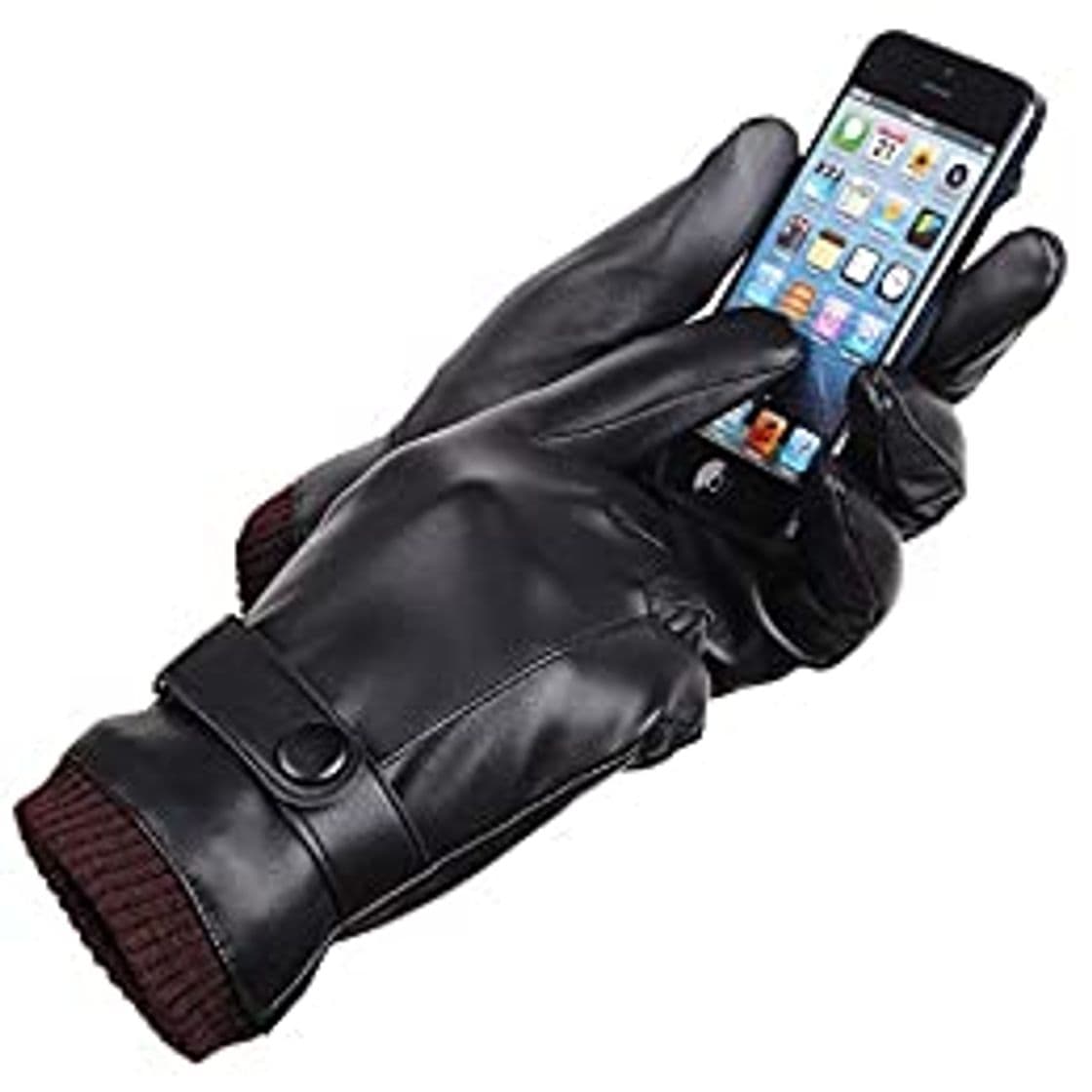 Moda Wepop Guantes de Invierno Hombres Cuero de PU Pantalla Táctil Térmica Guantes Antideslizantes a Prueba de Frío Para Actividades al Aire Libre Conducción Motor Ciclismo Correr Camping