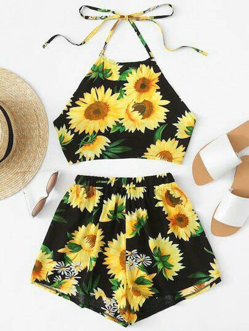 Moda conjunto estampado girassóis🌻❤