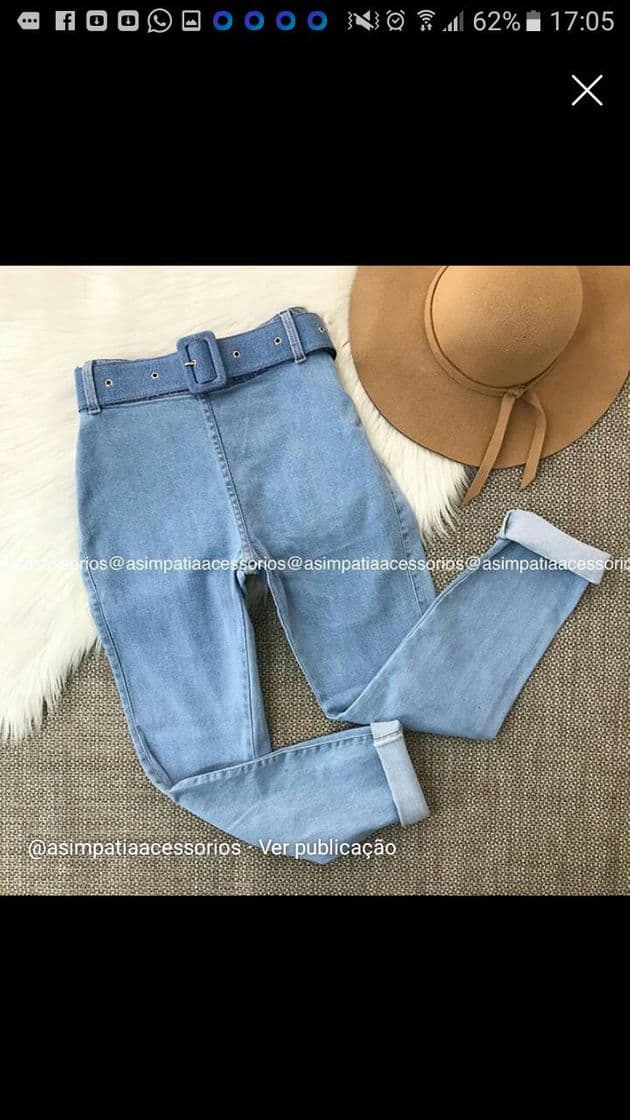 Moda Calça jeans cinto 