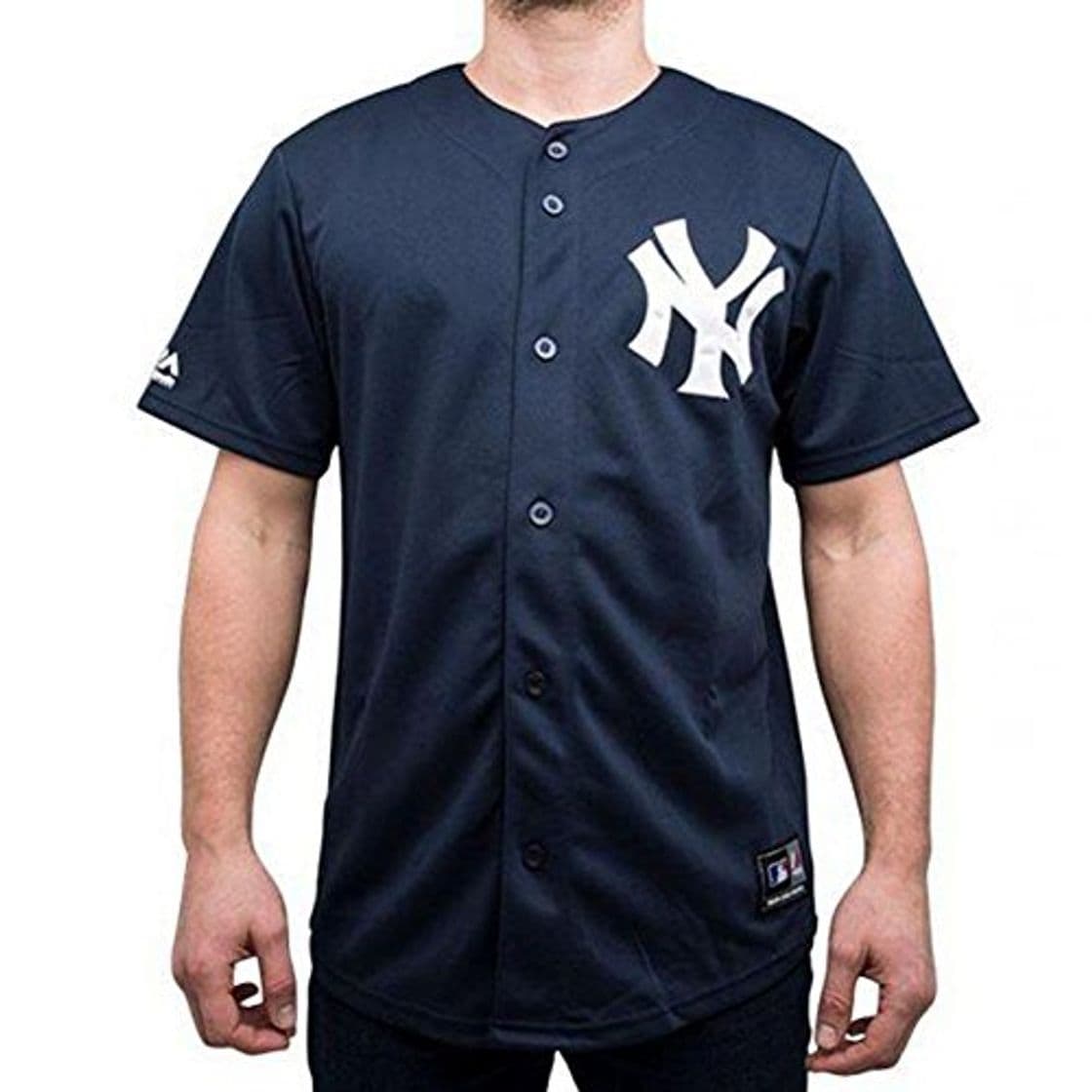 Moda Majestic Camiseta MLB New York Yankees Jerseey Azul/Blanco Talla: XL