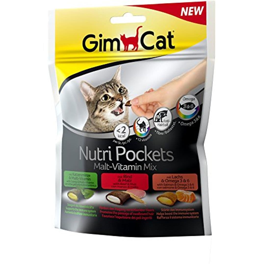 Producto GimCat Nutri Pockets – Snack crujiente para gatos: provisto de relleno cremoso