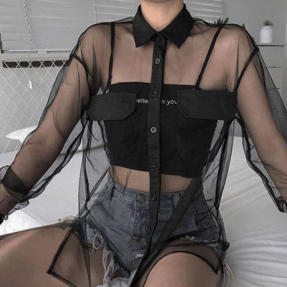 Moda Transparent gothic shirt🕸️🥀