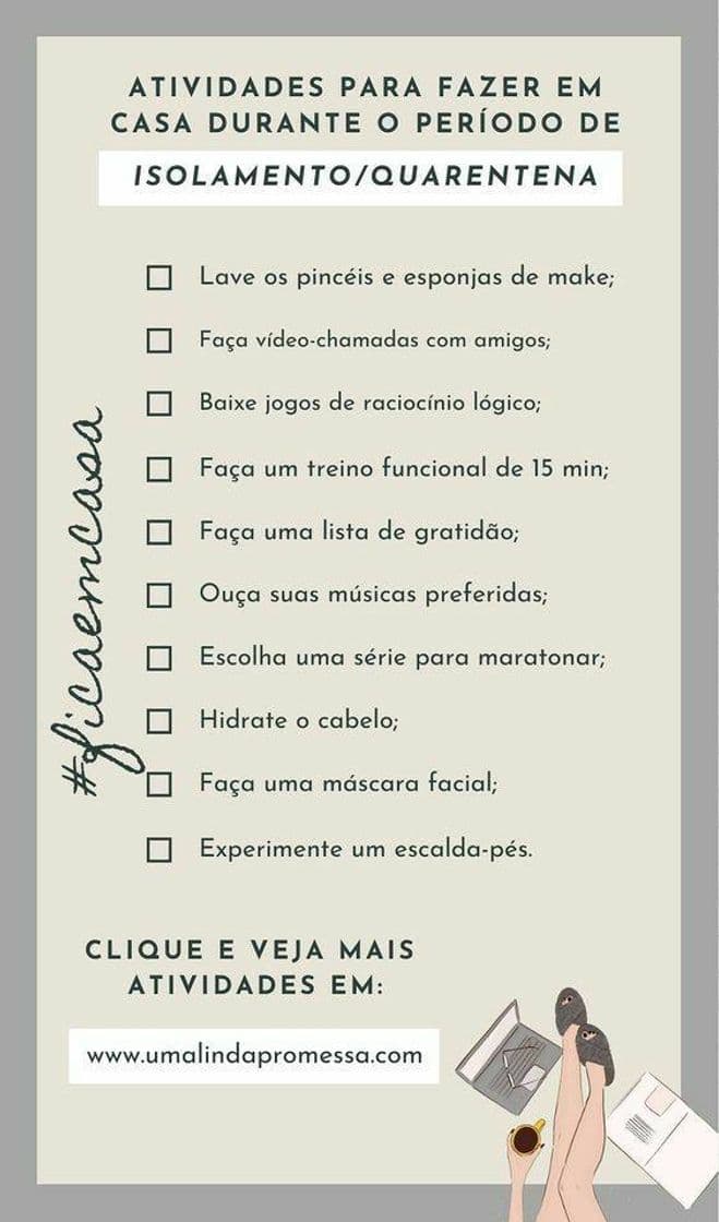 Moda Checklist de quarentena