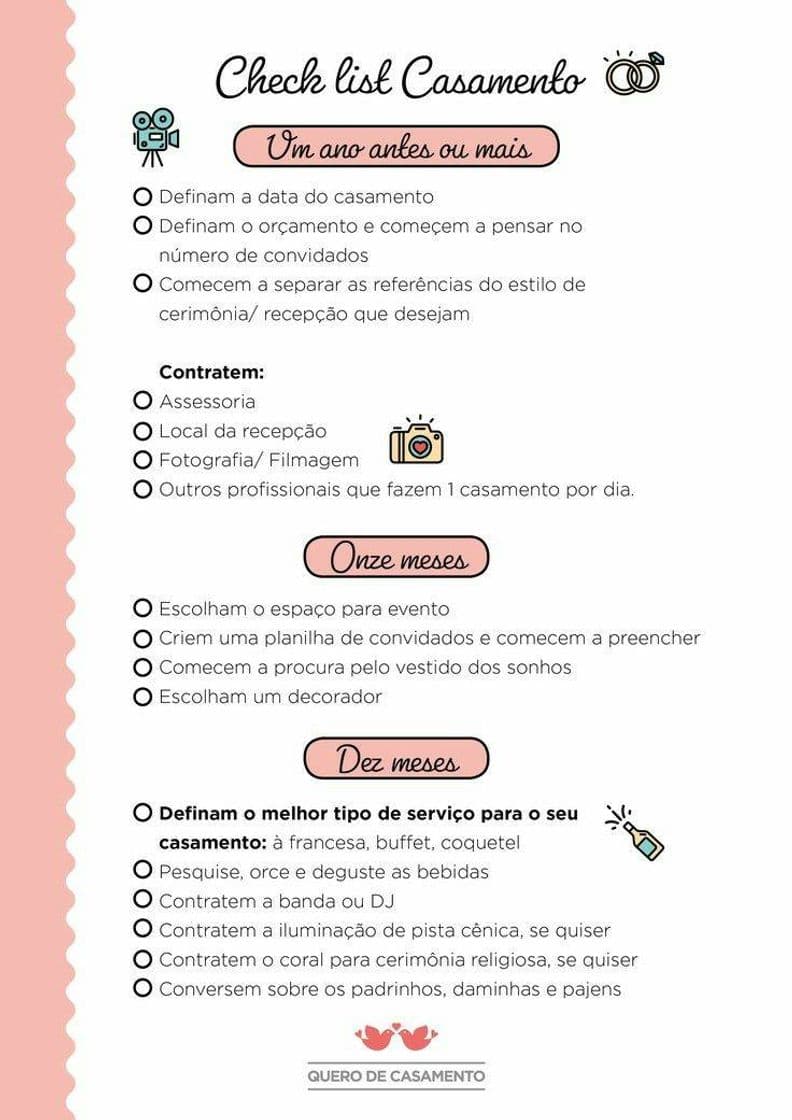 Moda Checklist p preparar o casamento