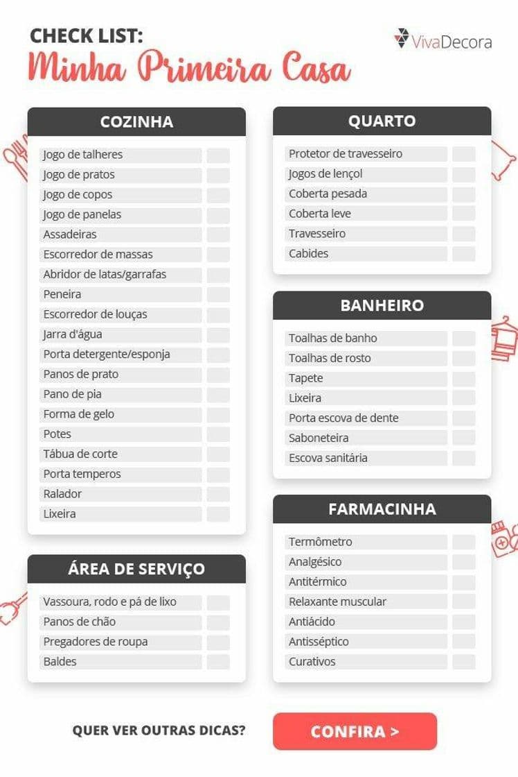 Moda Checklist de casa nova