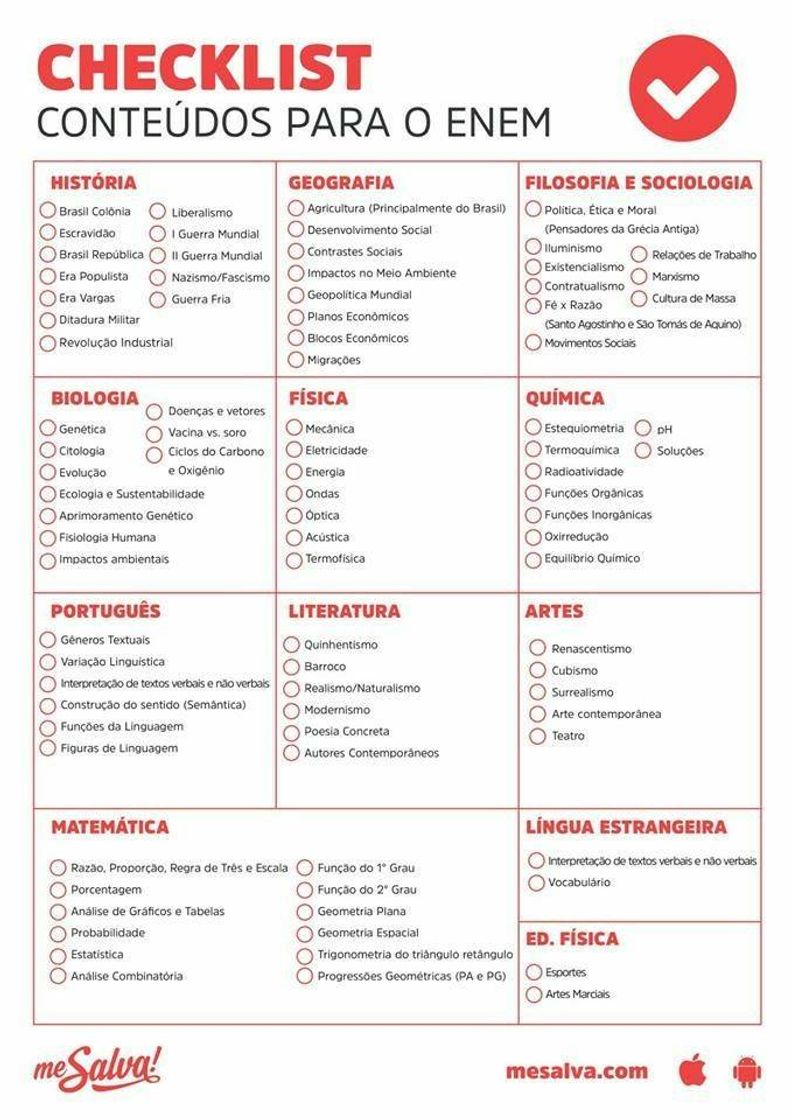 Moda  Checklist Enem