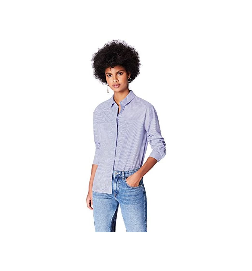 Moda Marca Amazon - find. Blusa para Mujer, Azul