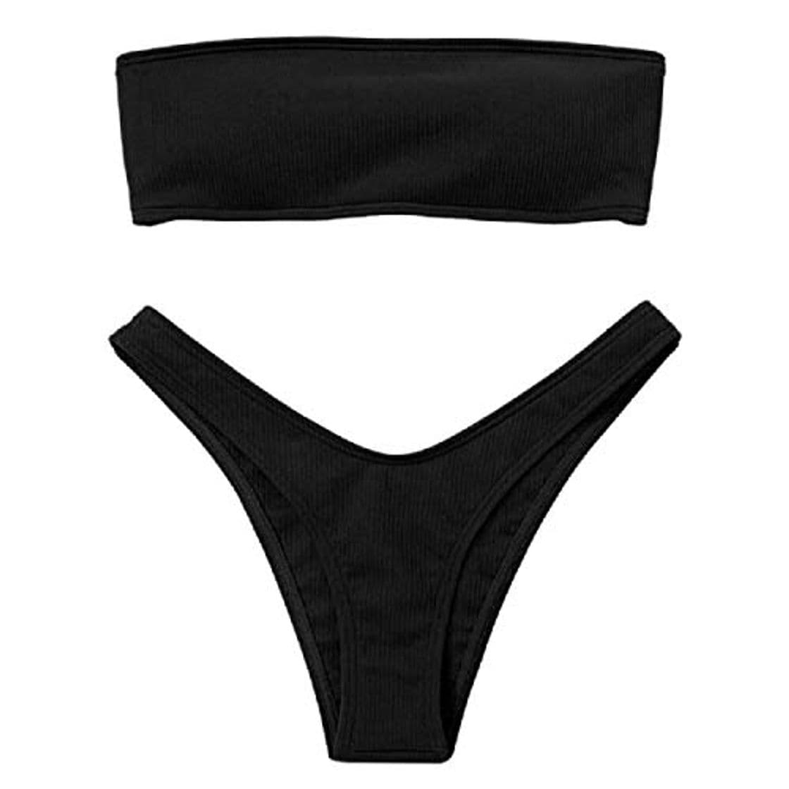 Product UMIPUBO Traje de Baño Mujer Bikini Bandeau Bañadores con Relleno Lazada en la Espalda Color Liso Talle Alto Conjunto de Color Sólido Ropa de Baño