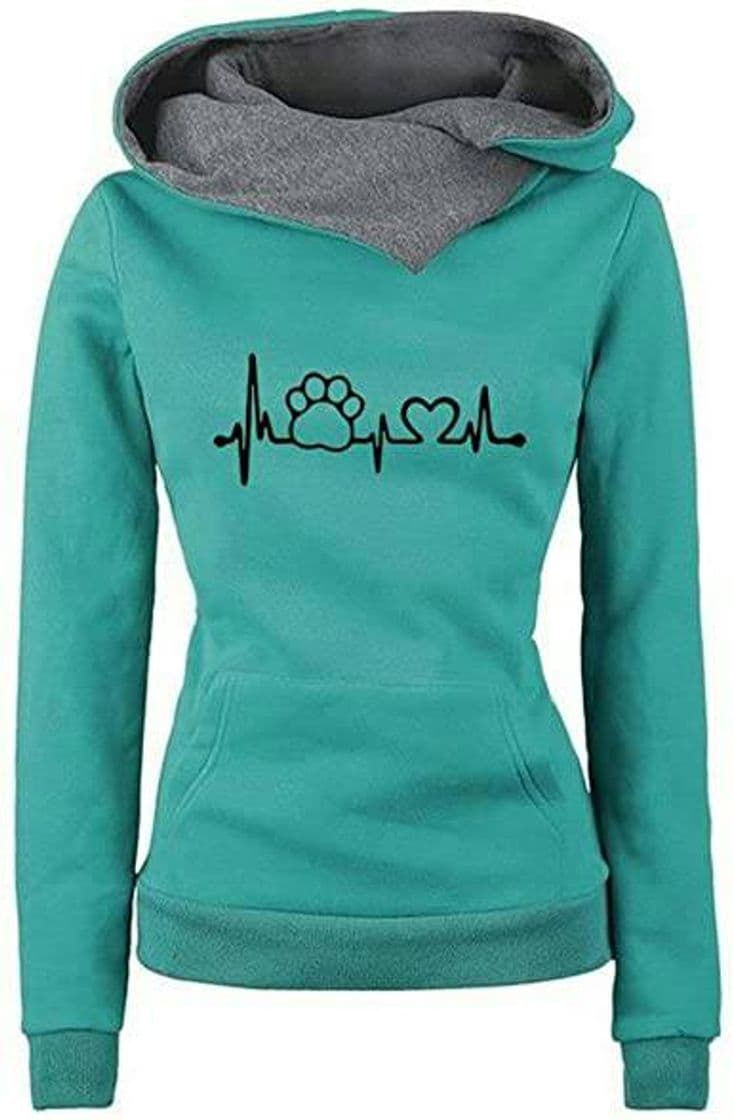 Fashion Hoodieem Amor Huellas Tops Sudaderas Cuello Tortuga