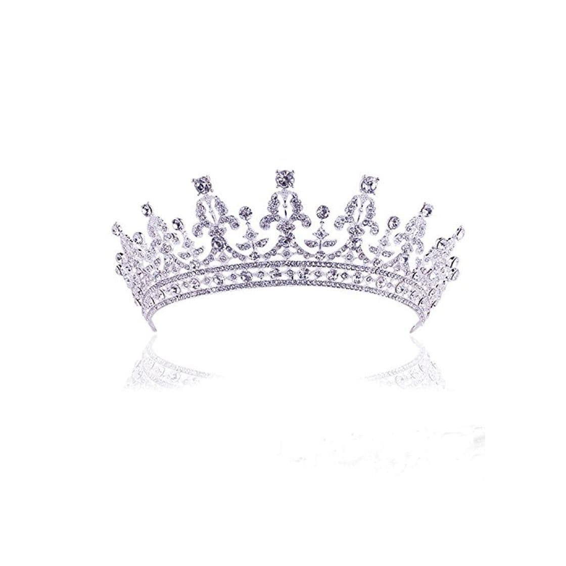 Fashion Pnizun Accesorios para el Cabello joyer¨ªa cristalinos Nupciales Tiara Rhinestone Mujeres Pelo de la Corona de Novias Diadema Diadema de Noiva [Blanco Plateado]