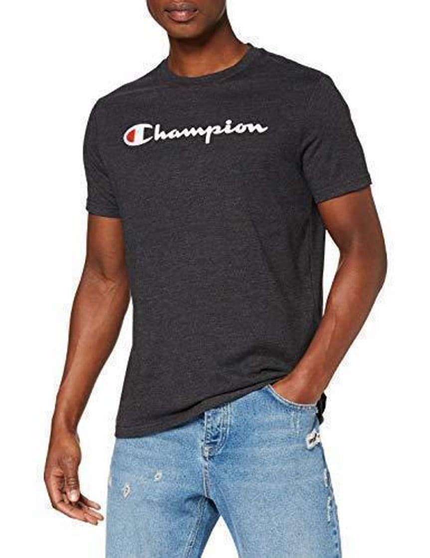 Moda Champion Classic Logo para Hombre Camiseta, Negro