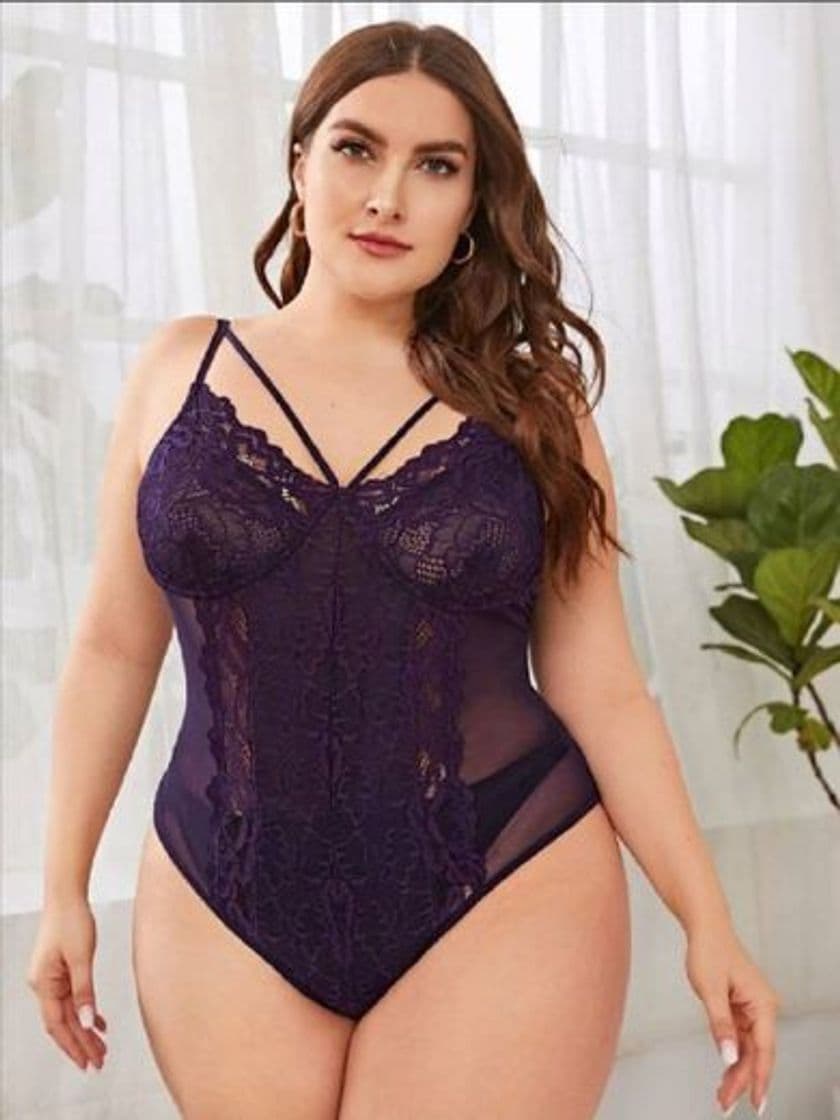 Fashion 💠Lencería Sensual de Talla Grande Encaje en contraste Liso 