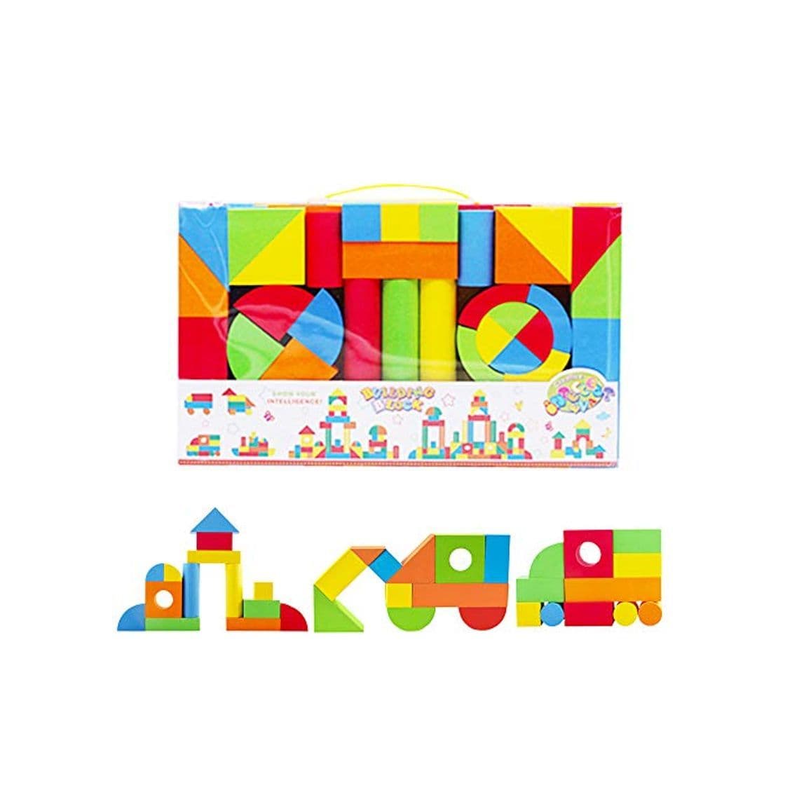 Product deAO Bloques de Construcción Gomaespuma Juguete para Aprendizaje Creativo Infantil Conjunto de Cubos Multicolores 131 Piezas