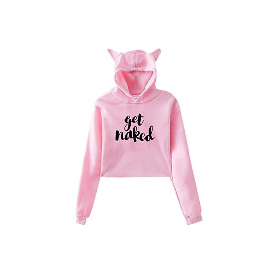 Fashion Sudadera con Capucha para Mujer Get Naked Cute Cat Ears Cropped Hoodie