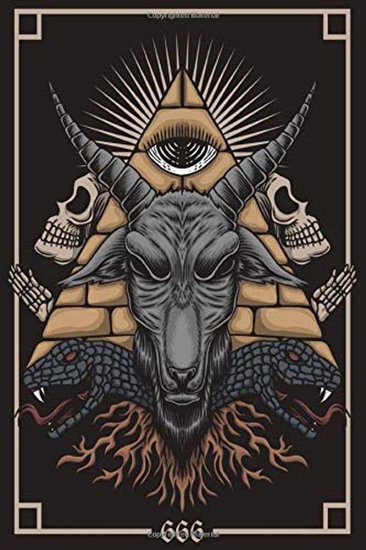 Libro 666: Baphomet Satan Lucifer 666 Skull Head Snakes Demon Goat Blank Lined Notebook Journal Diary