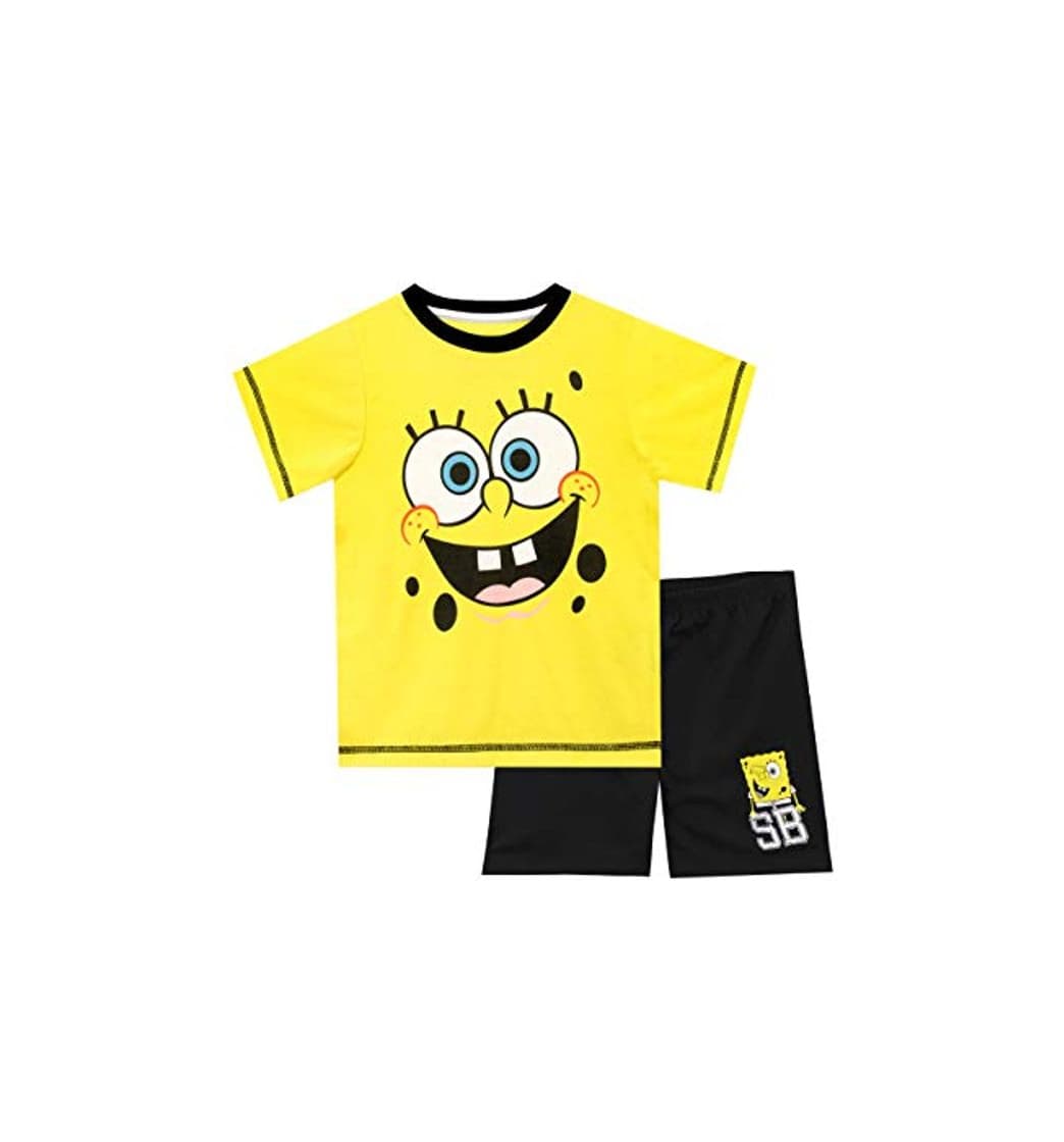 Moda Bob Esponja Pijamas de Manga Corta para niños Sponge Bob Squarepants Multicolor