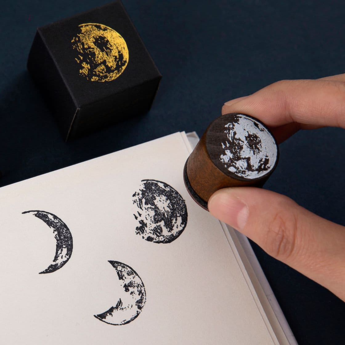 Product Vintage moon series wood stamp