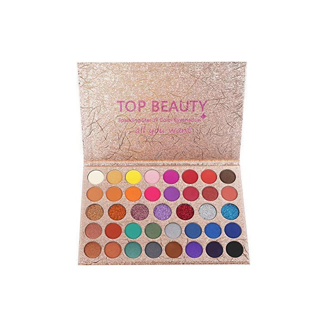 Producto 40 Paleta de sombras de ojos de colores brillantes Mezcla de brillo y brillo Sombra de ojos Brillo Metálico Impermeable Polvo liso Paletas de maquillaje de ojos de artista brillante natural