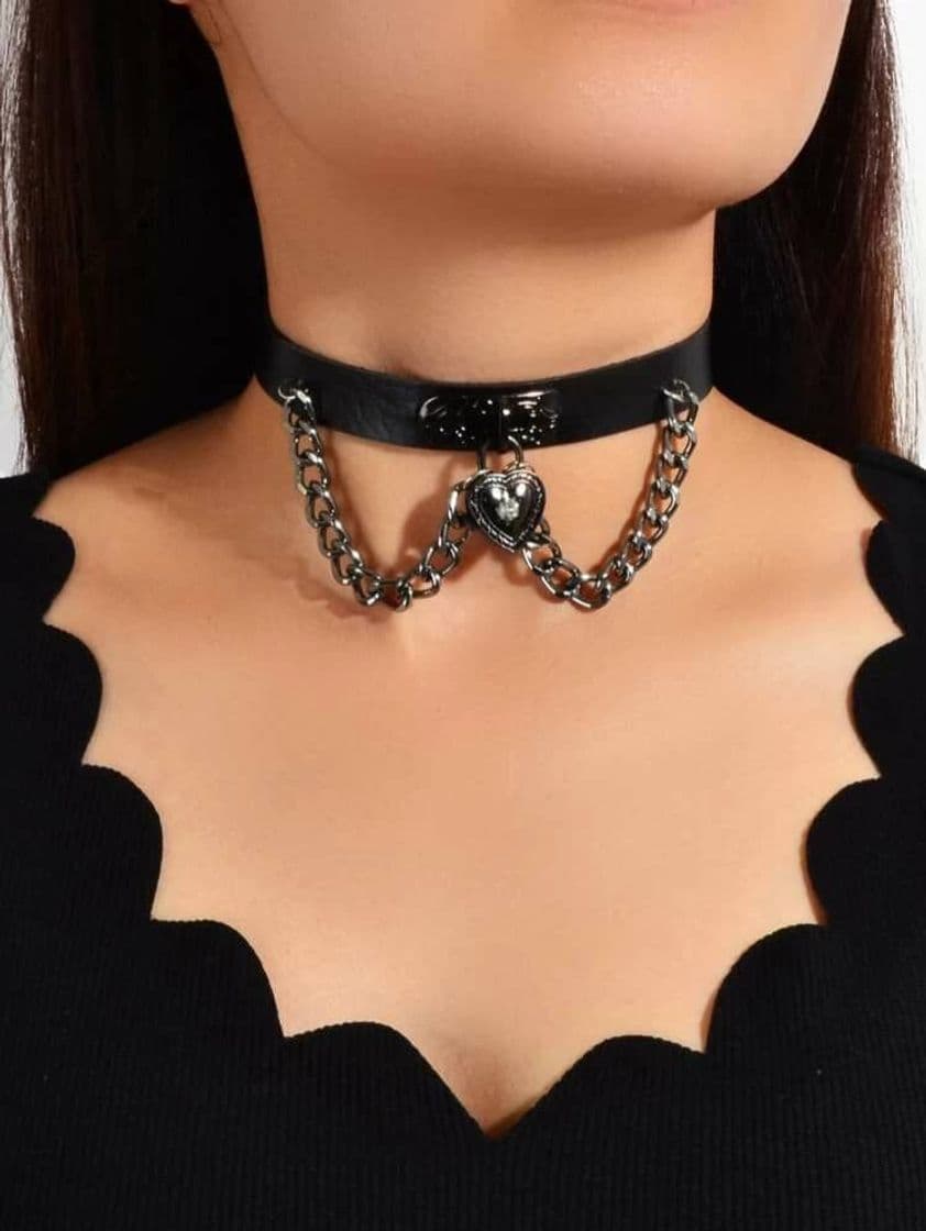 Moda Black Gothic Ajustable Pu Leather Choker Collar