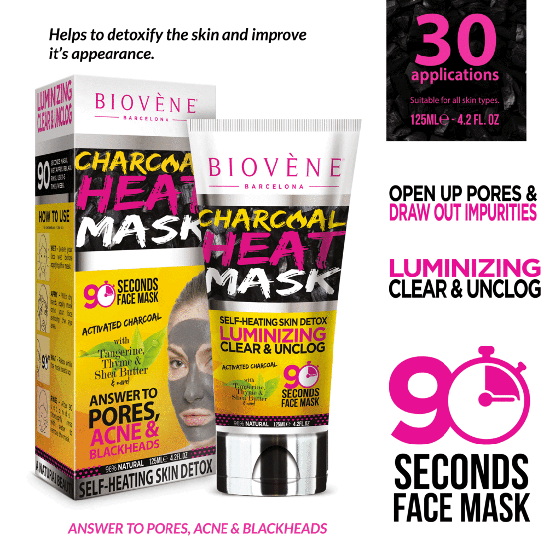 Producto Charcoal Heat Mask — Biovène Barcelona