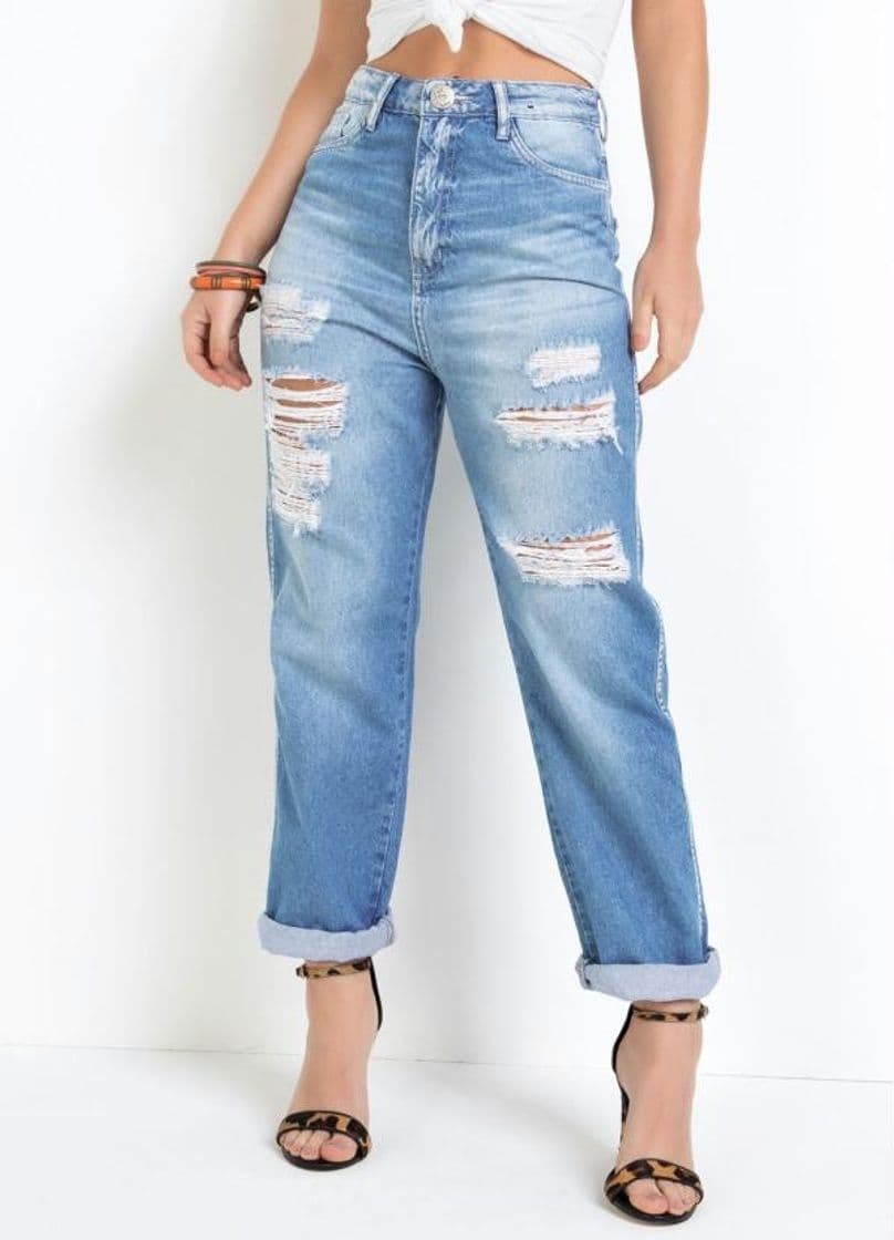 Fashion Calça mom eventual com destroyed jeans❣️