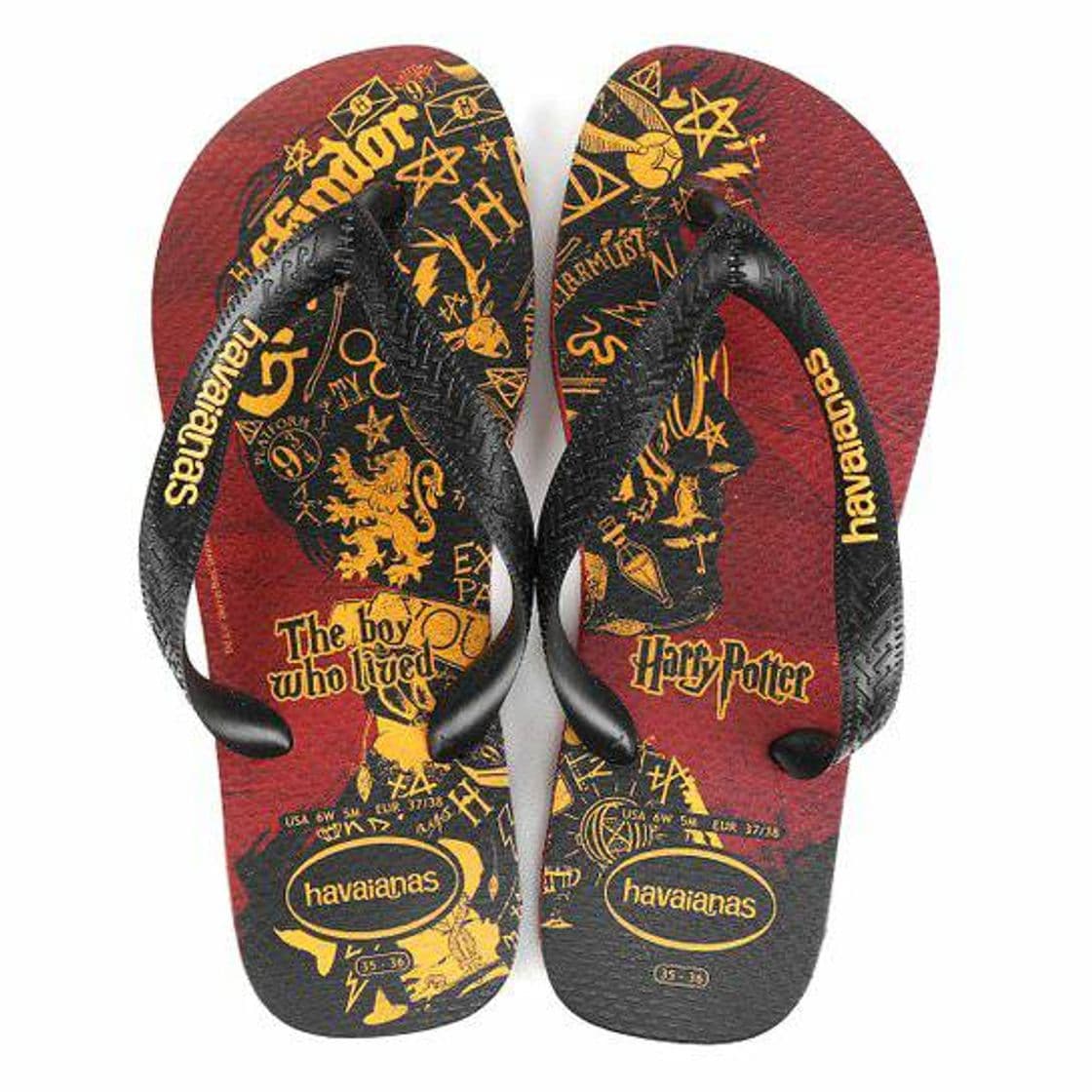 Moda Chinelo Havaianas Harry Potter - Vermelho e Preto 