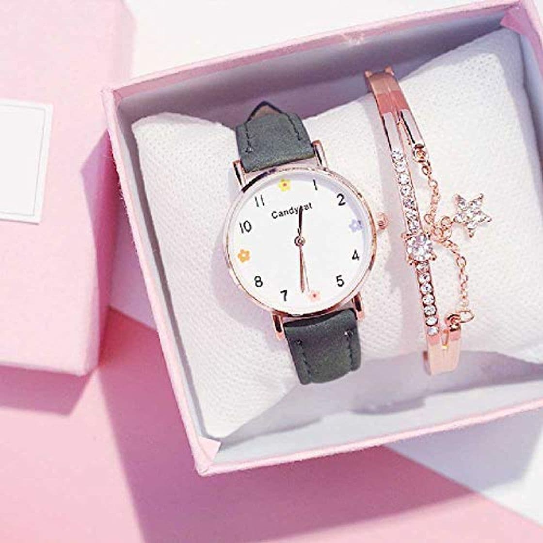 Moda LYAO 2019 Relojes De Mujer Conjunto De Pulsera Reloj De Mujer De Color Rosa para Mujer Reloj De Pulsera De Cuarzo De Cuero Informal Reloj De Niña Relogio Feminino Verde