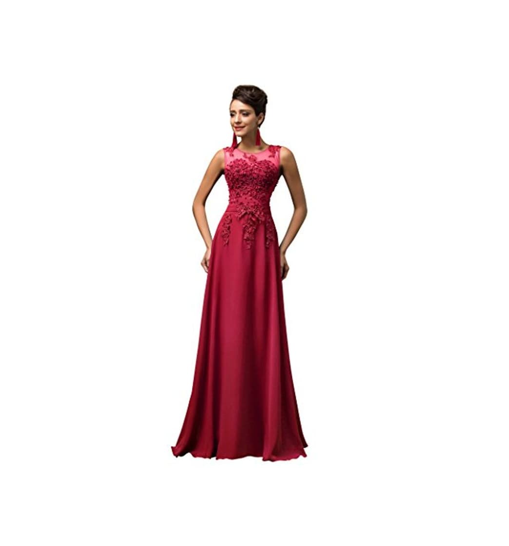 Fashion GRACE KARIN Vestidos Rojo Oscuro Mujeres Vestidos Elegante para Boda Prom Talla 46